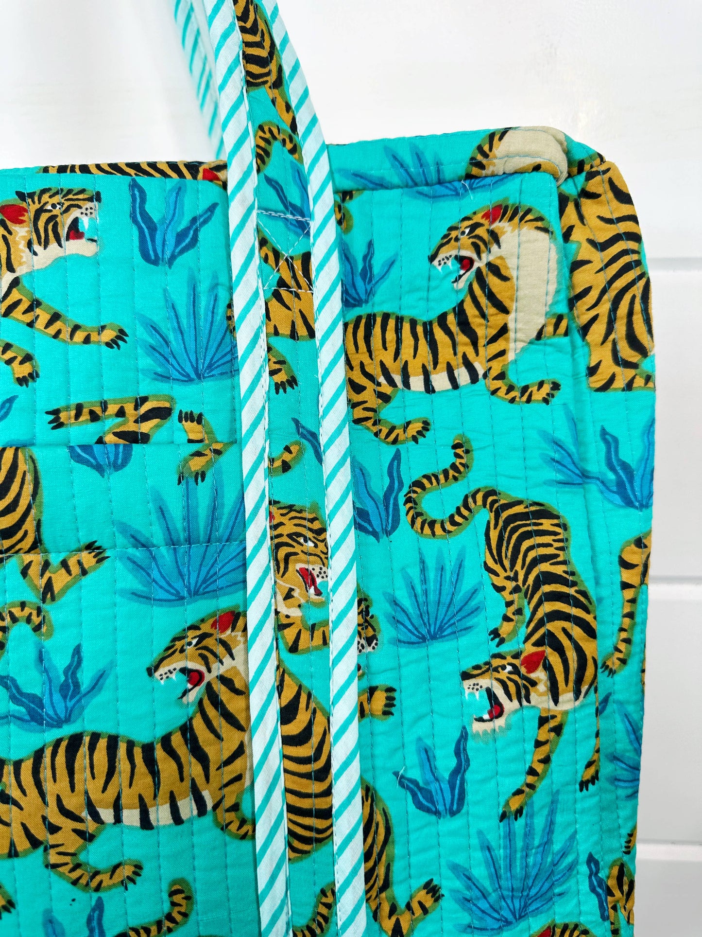 Aqua Tiger Quilted Duffle Bag