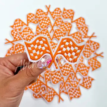 Orange Checkered Flags Hat Patch