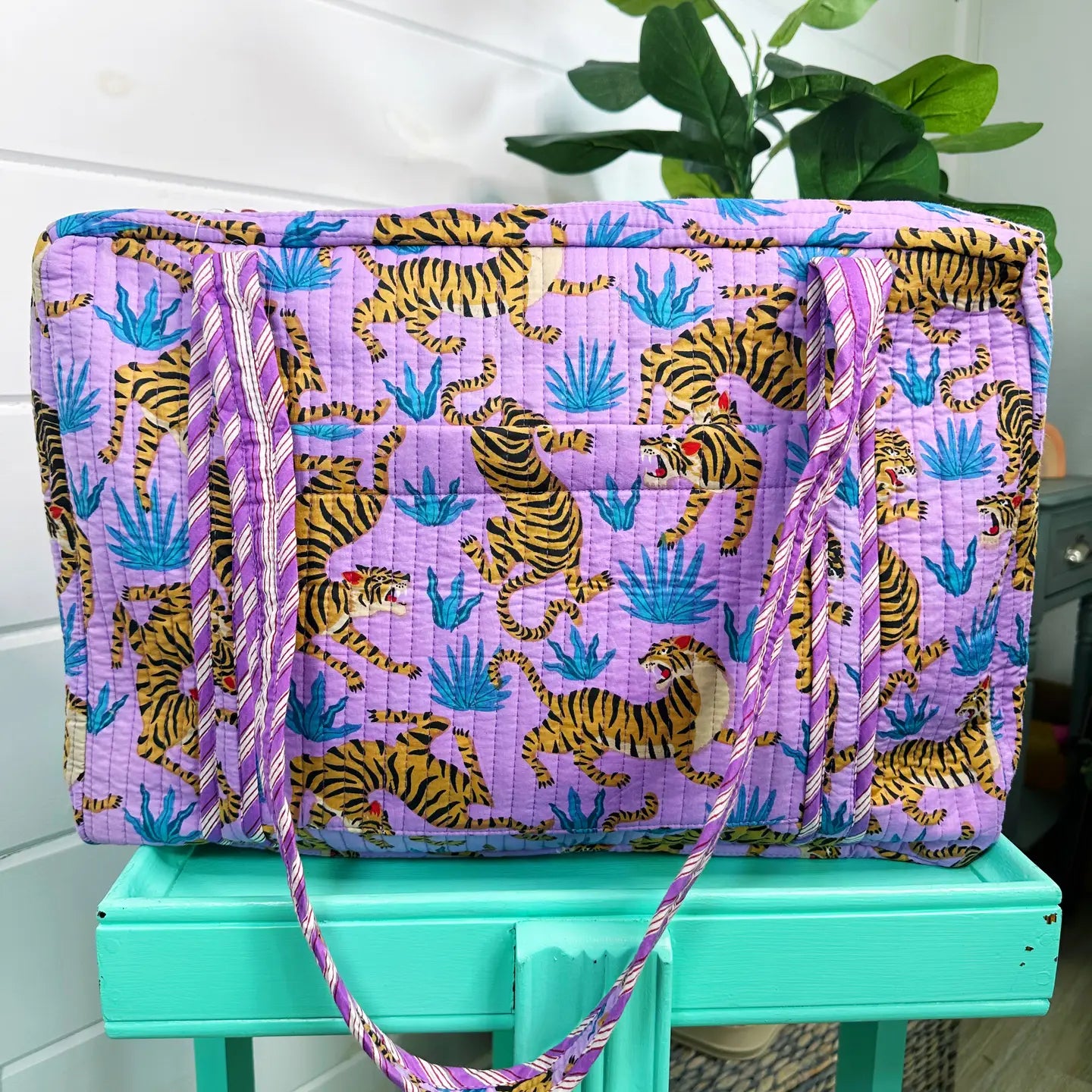 Block Print Quilted Duffle Bag