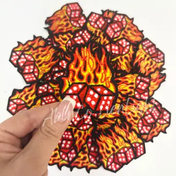 Flaming Dice Hat Patch