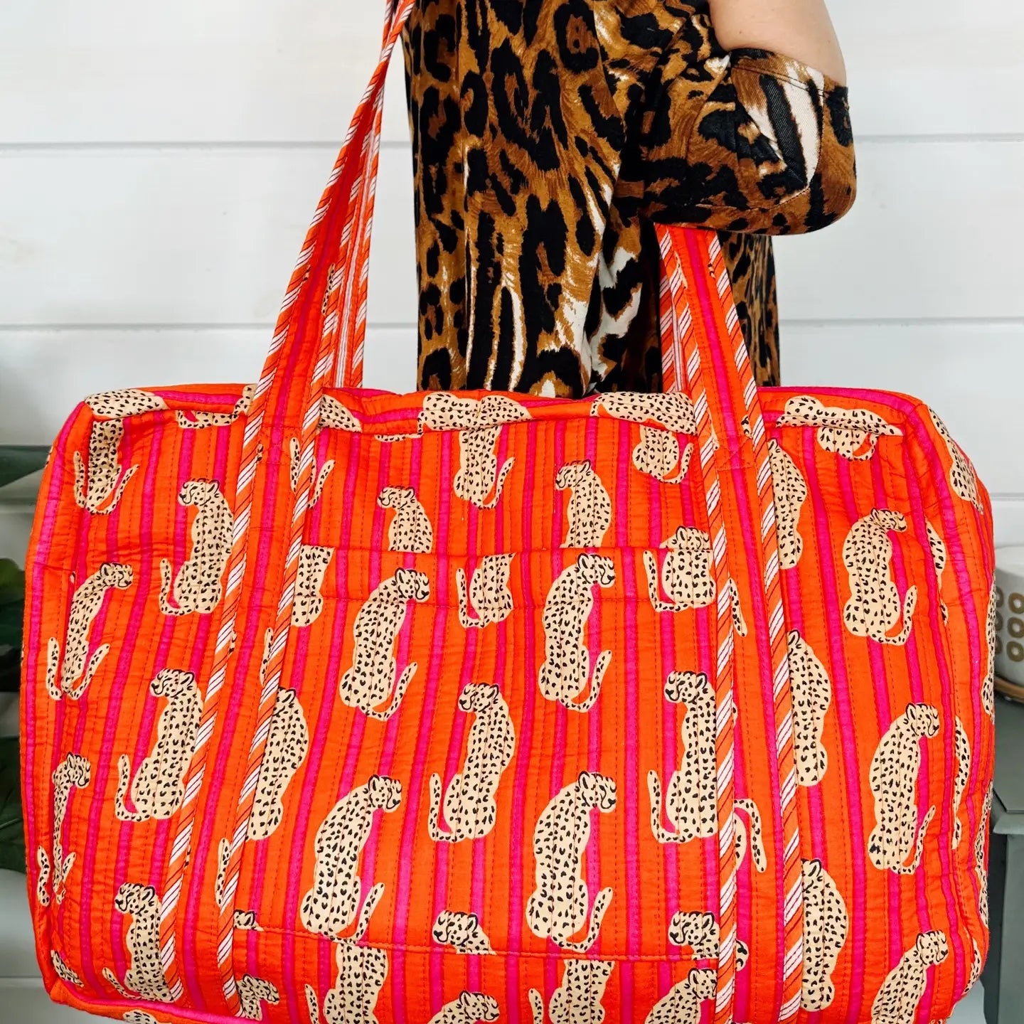 Block Print Quilted Duffle Bag