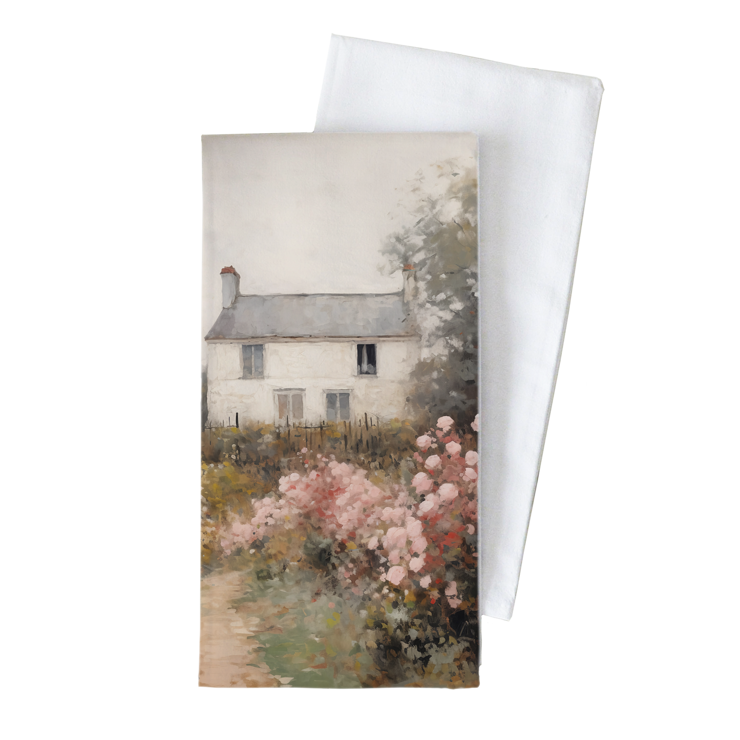 Vintage Landscape Spring House Tea Towel