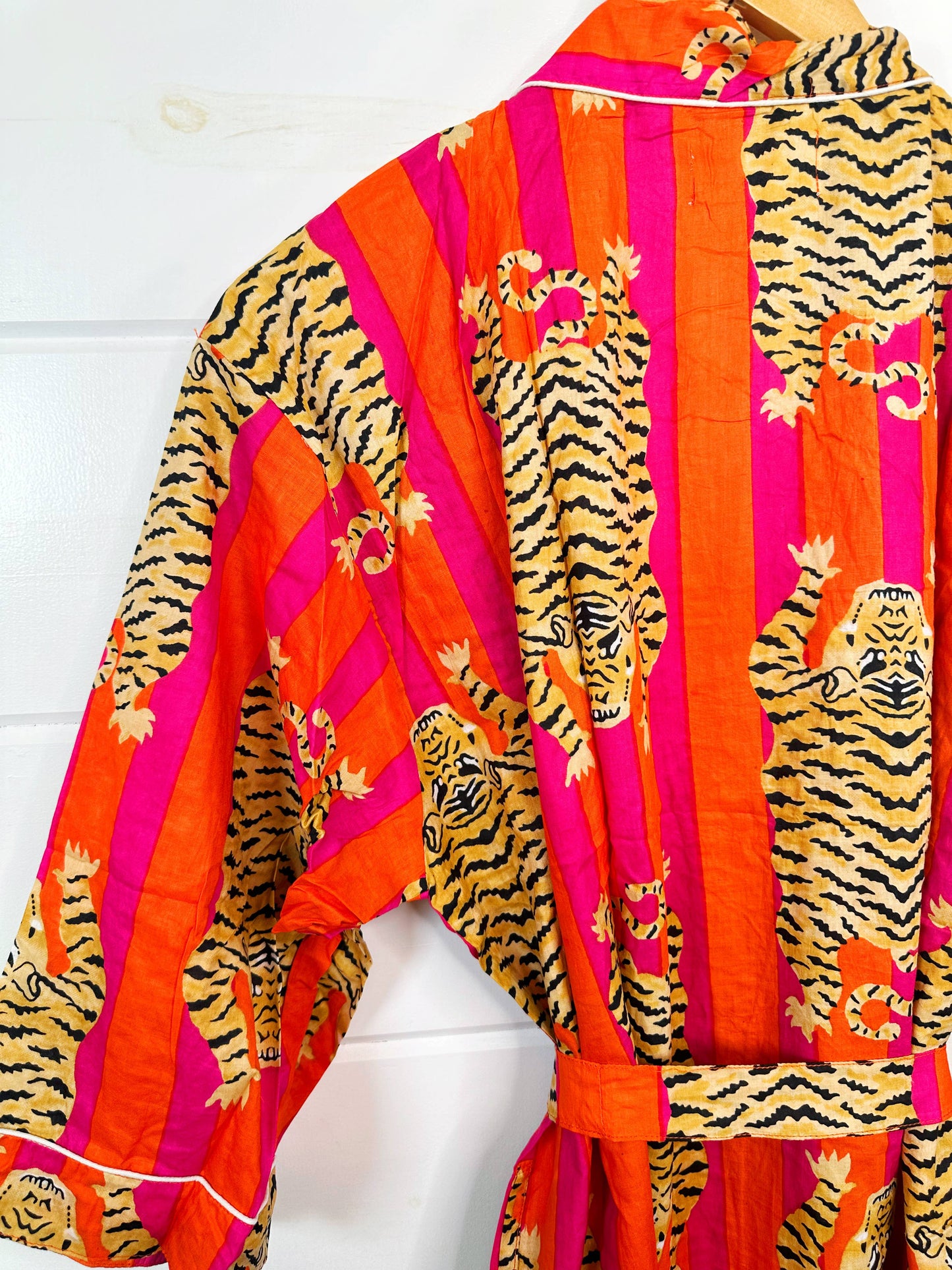 Tiger Print Kimono Robe | Pink and Orange