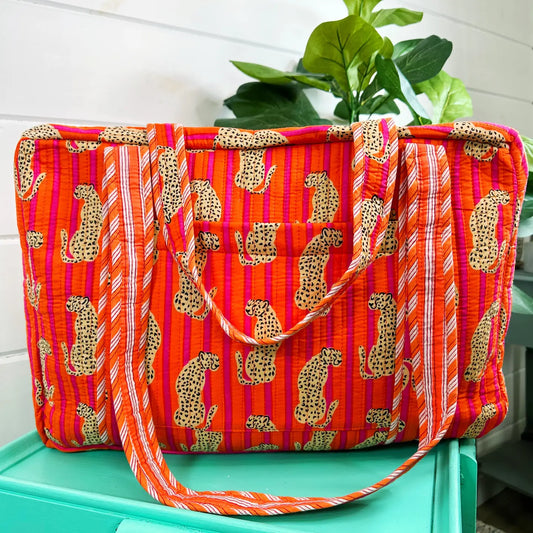 Block Print Quilted Duffle Bag