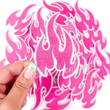 Pink Flames Hat Patch