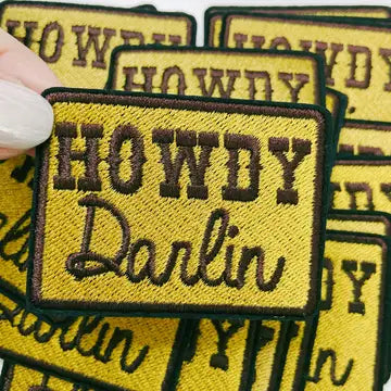 Howdy Darlin Yellow and Brown Hat Patch