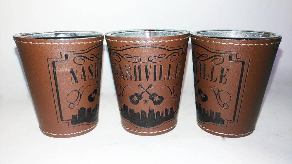 Nashville Shot Glass - Leather Wrap Design