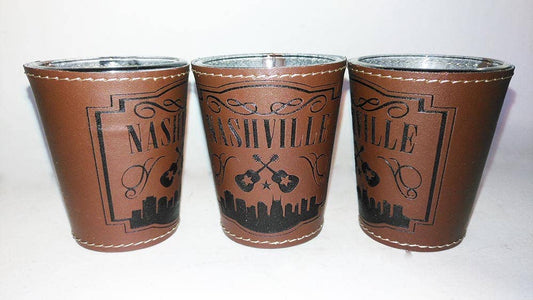 Nashville Shot Glass - Leather Wrap Design