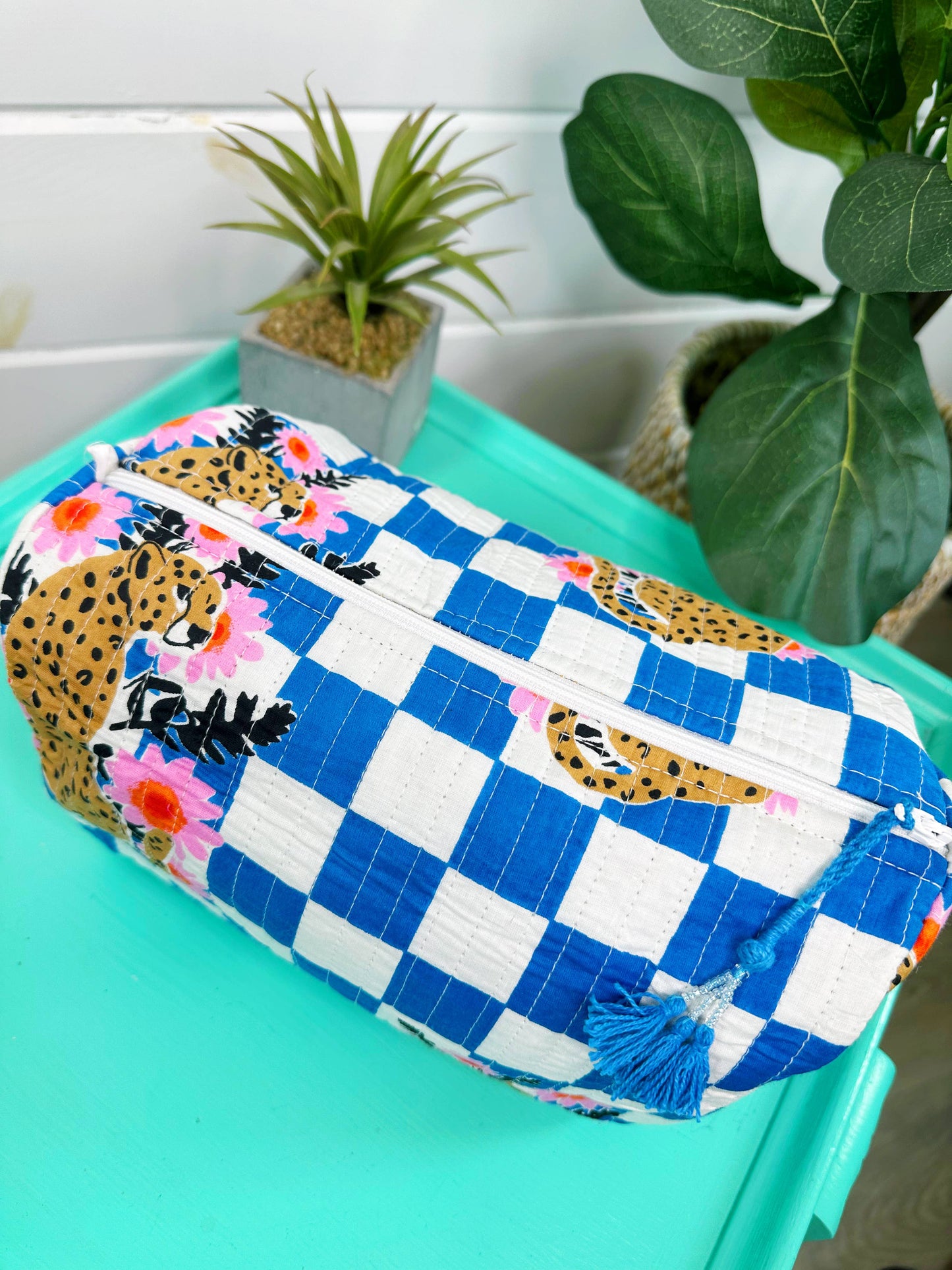 Quilted Makeup Bag | Travel Cosmetic Toiletry Bag | Jaguars