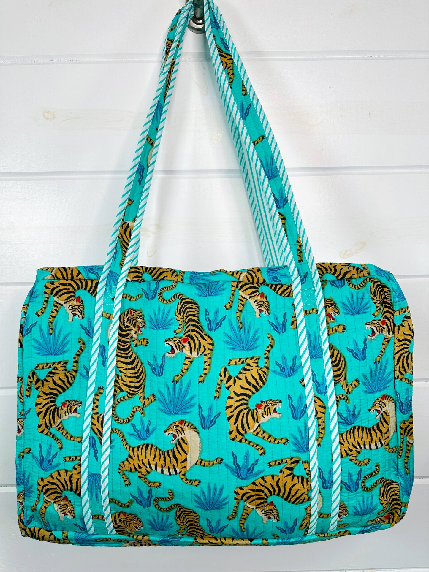 Aqua Tiger Quilted Duffle Bag