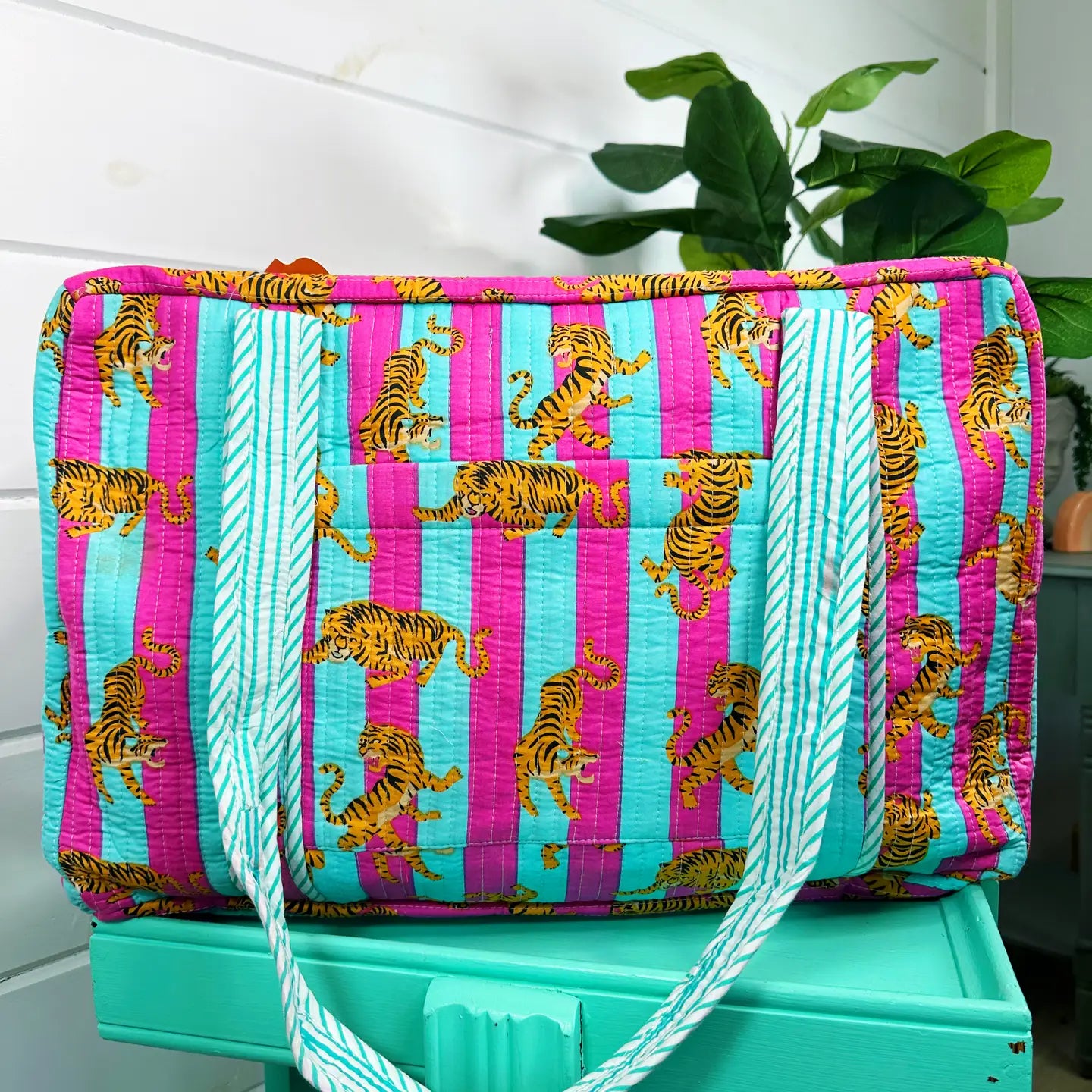 Block Print Quilted Duffle Bag