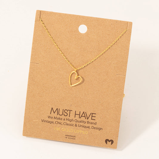 Gold Dipped Wire Heart Pendant Necklace