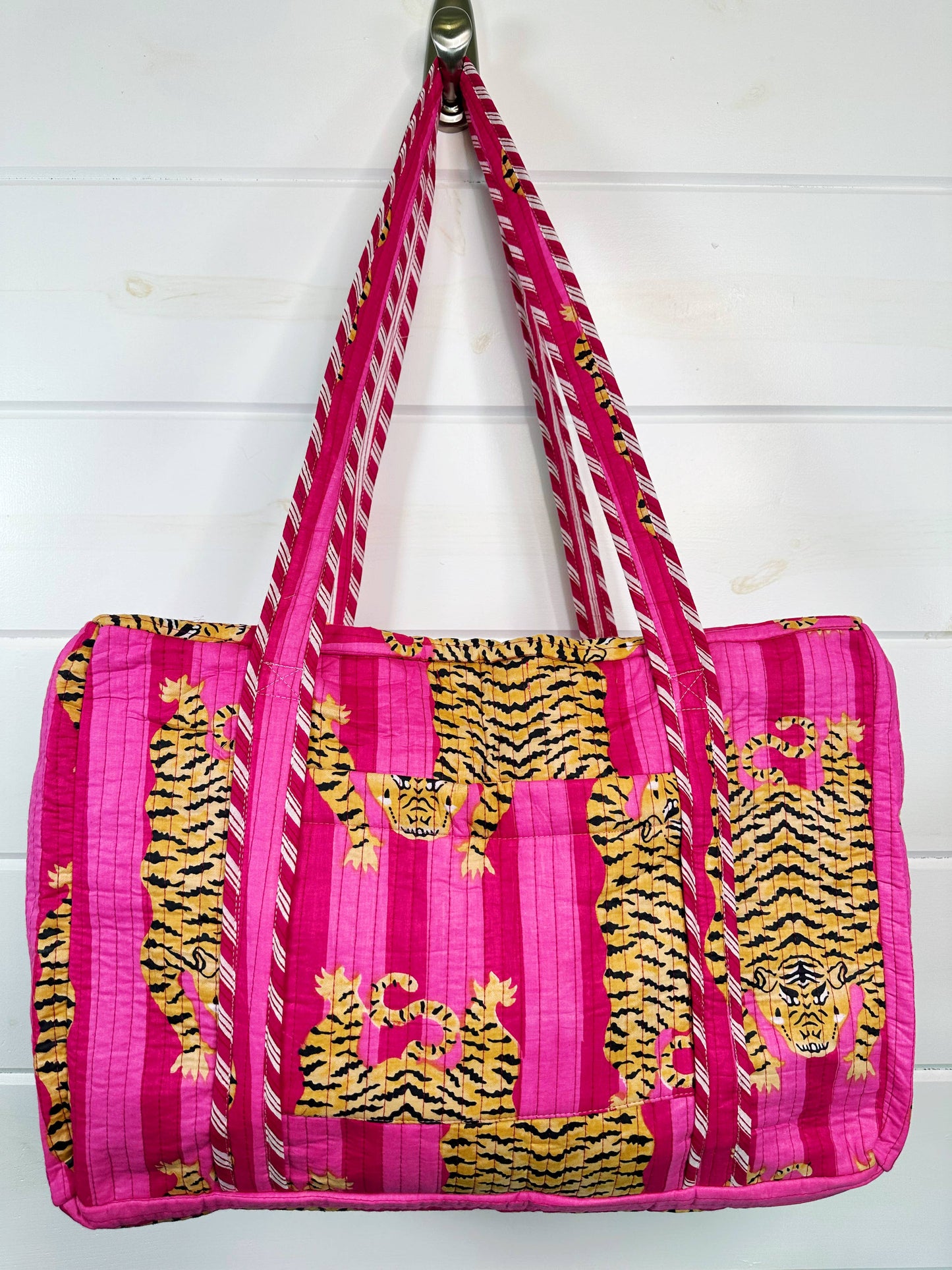 Pink Tiger Quilted Weekender Duffle