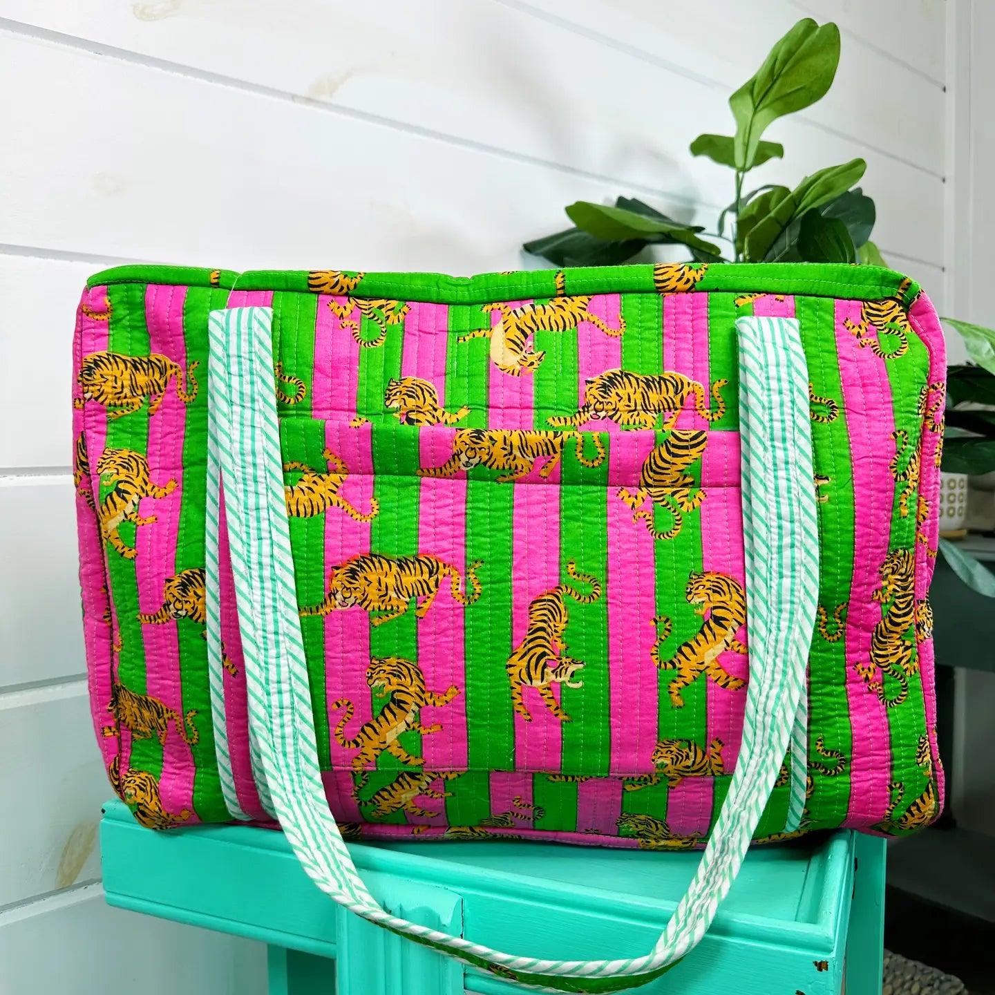 Block Print Quilted Duffle Bag