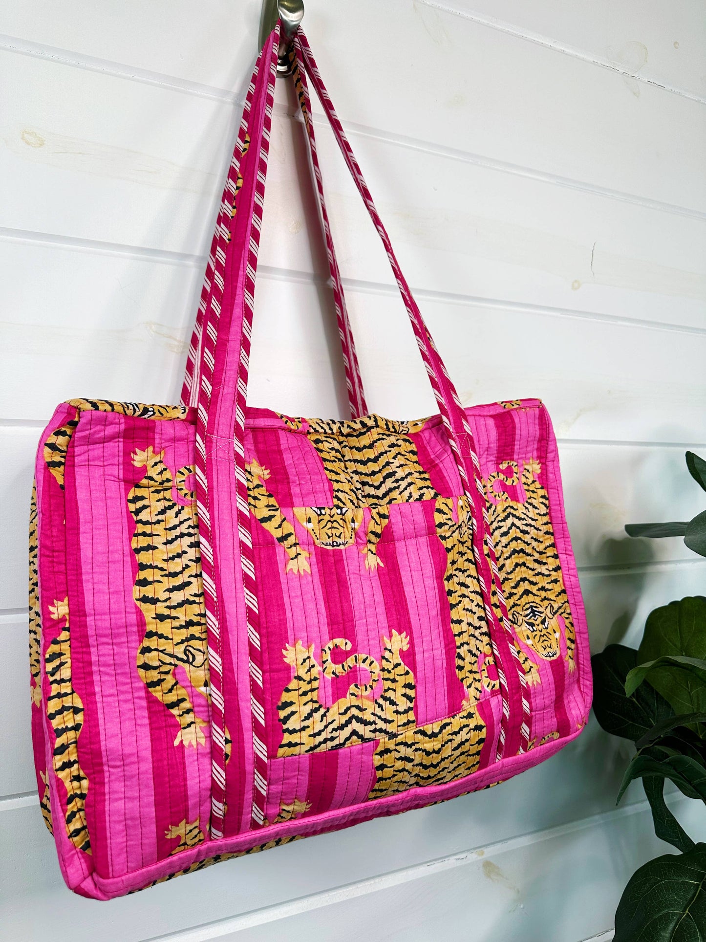 Pink Tiger Quilted Weekender Duffle