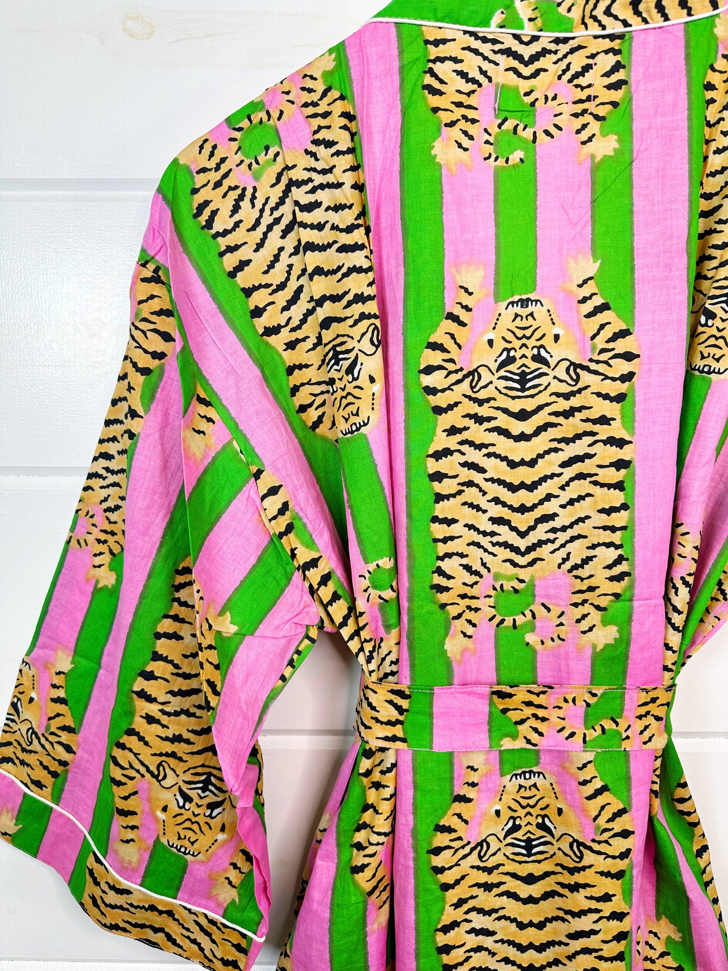 Tiger Print Kimono Robe | Pink and Green