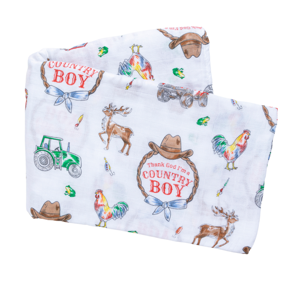 Country Boy Muslin Swaddle Receiving Blanket