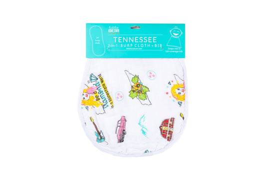 Tennessee Baby Floral 2-in-1 Burp Cloth and Bib