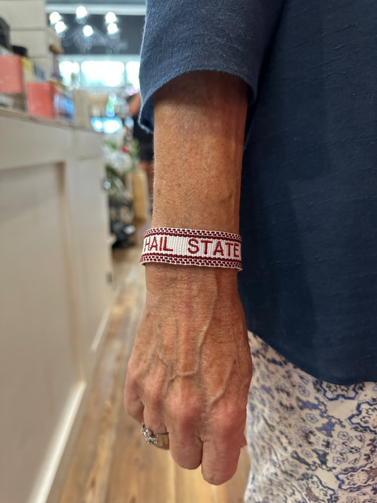 Mississippi State Hail State Embroidered Tassel Bracelet