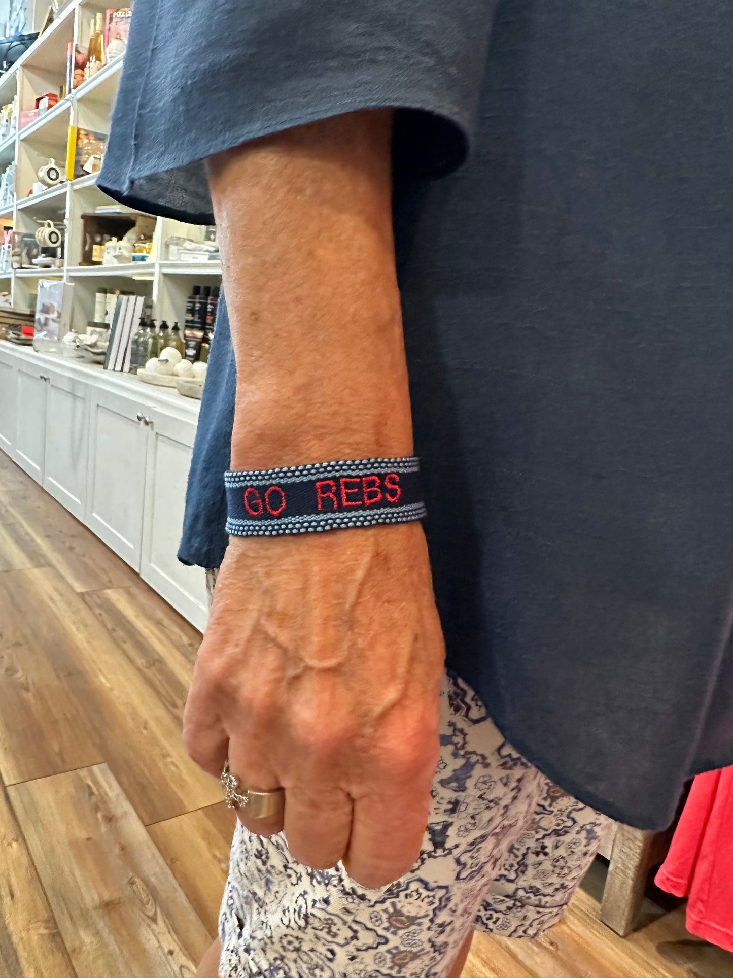 Ole Miss Go Rebs Embroidered Tassel Bracelet