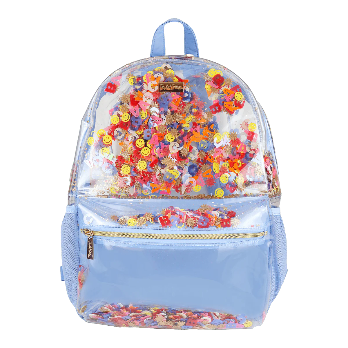 LITTLE LETTERS CONFETTI CLEAR BACKPACK