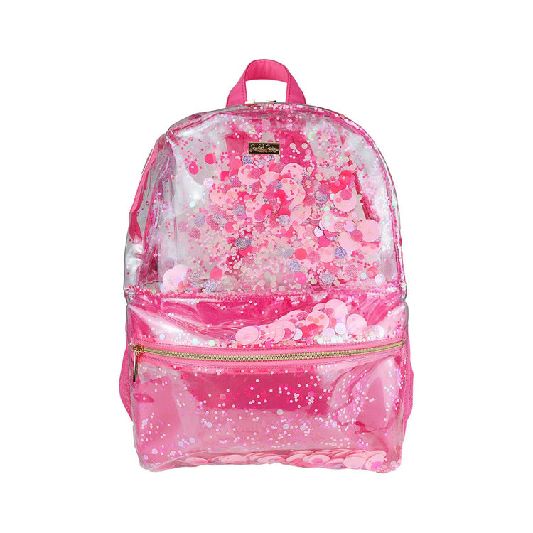 PINK PARTY CONFETTI PINK CLEAR BACKPACK