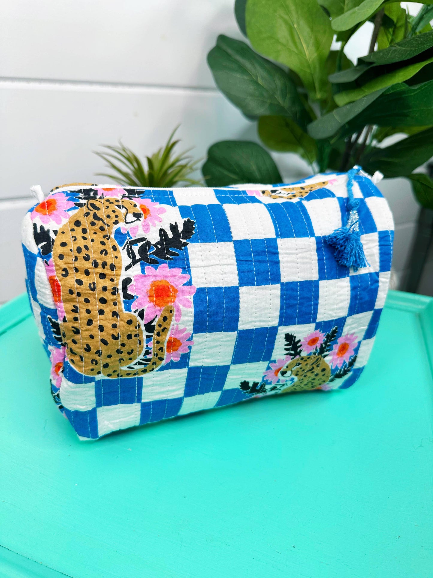 Quilted Makeup Bag | Travel Cosmetic Toiletry Bag | Jaguars