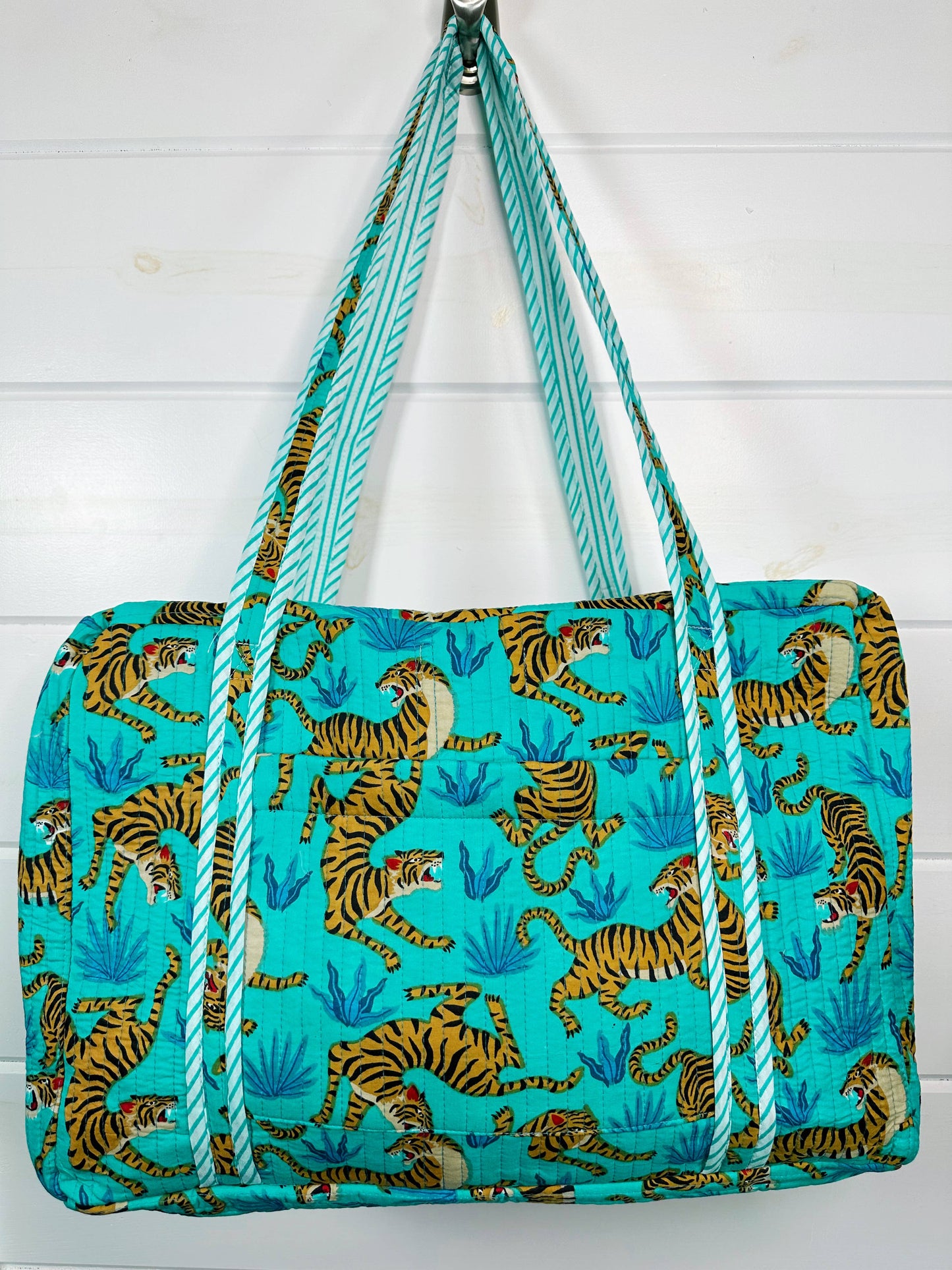 Aqua Tiger Quilted Duffle Bag