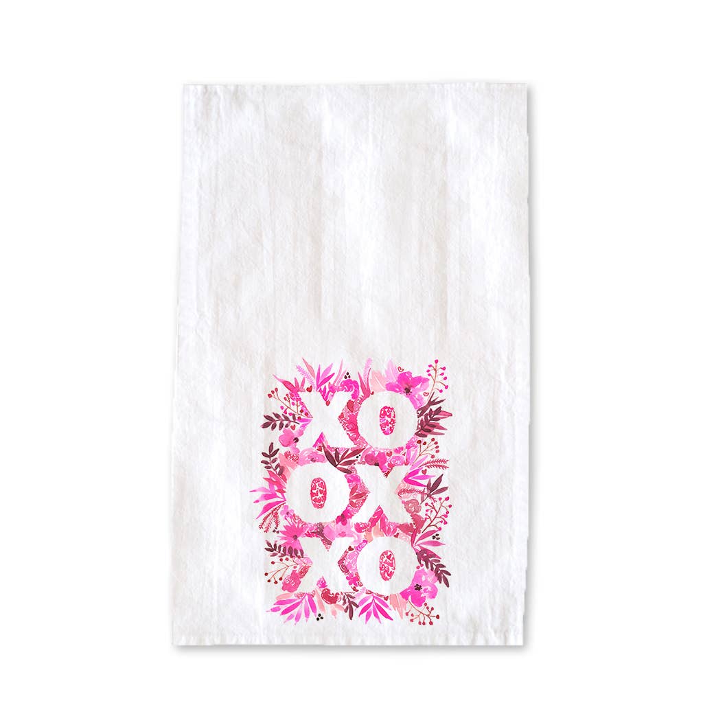 XOXO Floral Valentine Kitchen Towel - Valentine's Tea Towel