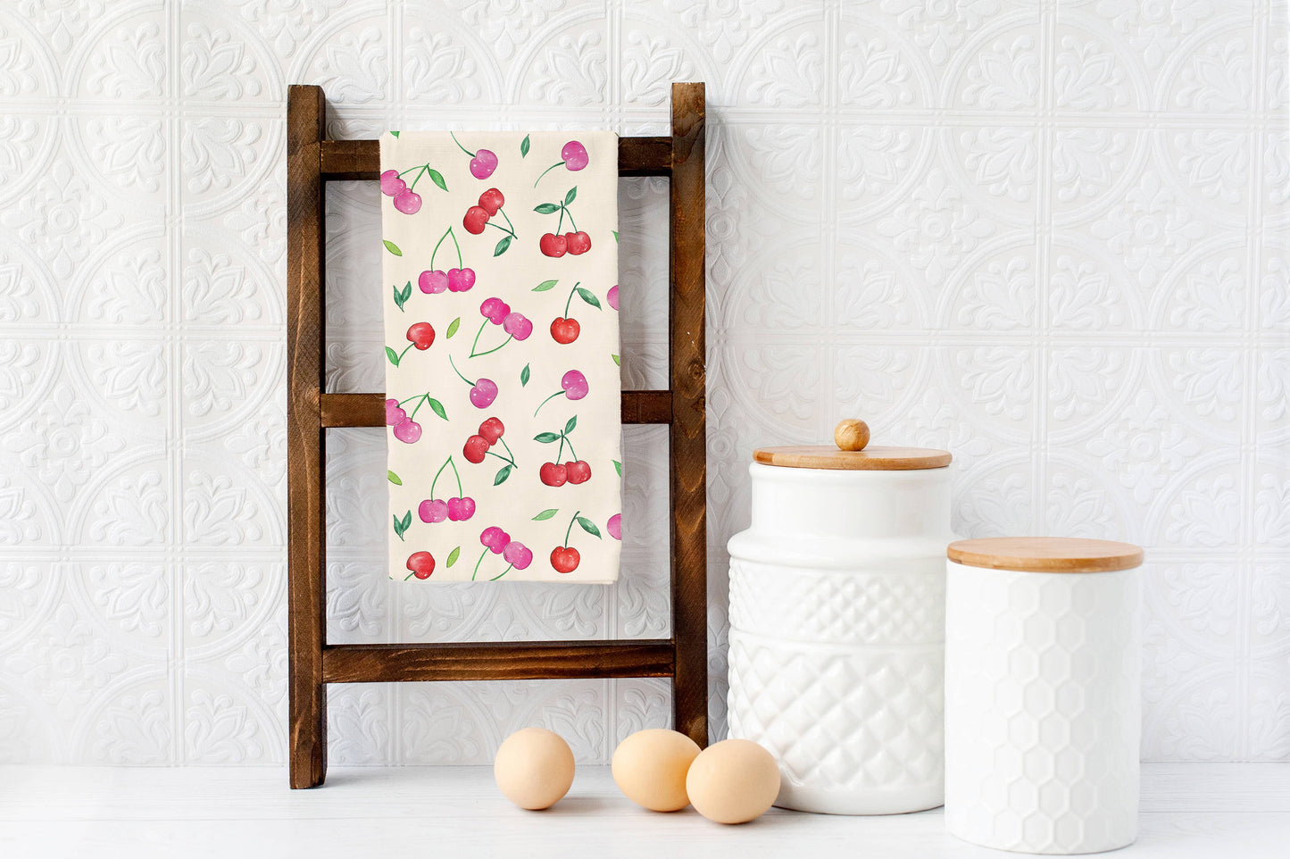 Cherry Tea Towel -  Summer Cherries Fruit Kitchen Decor