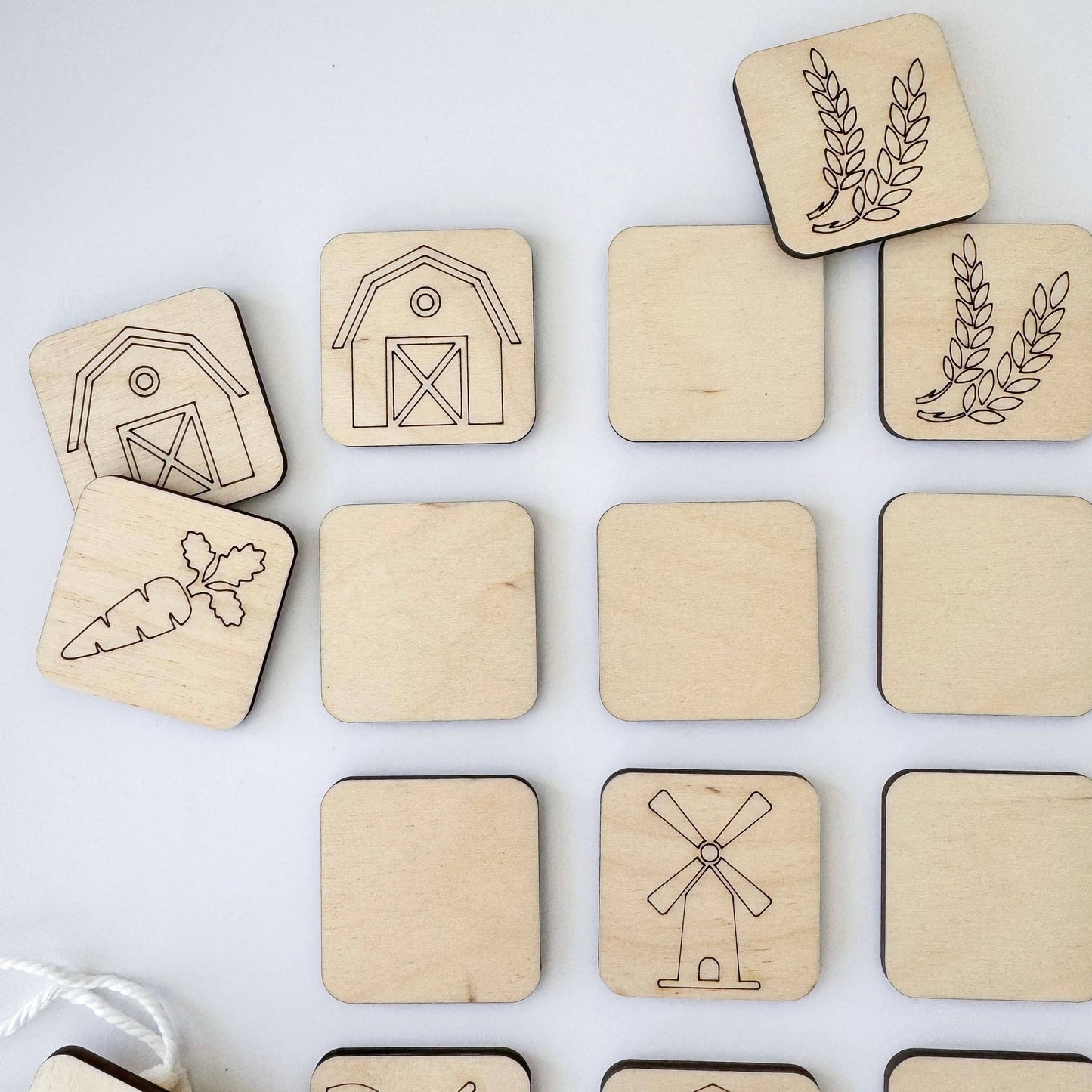 Farm Memory Matching Game - Wooden Memory Game