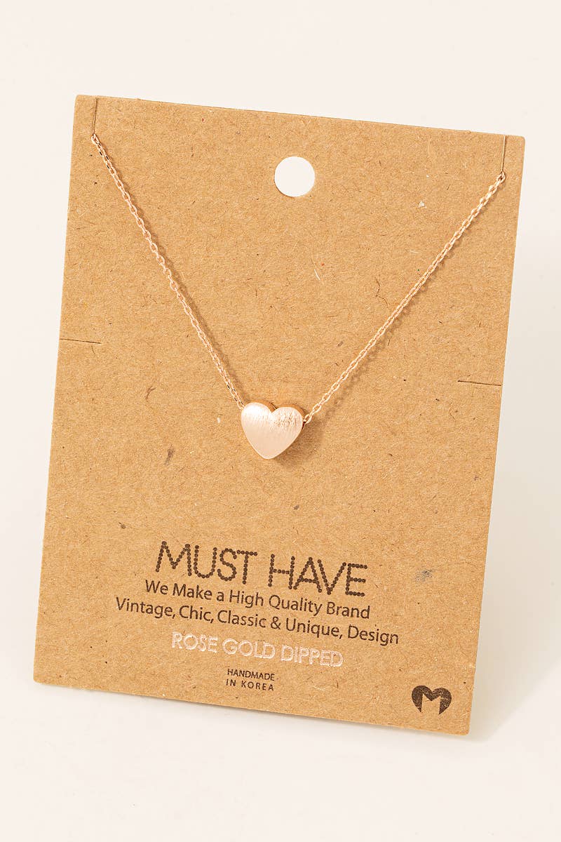 Brushed Heart Pendant Necklace