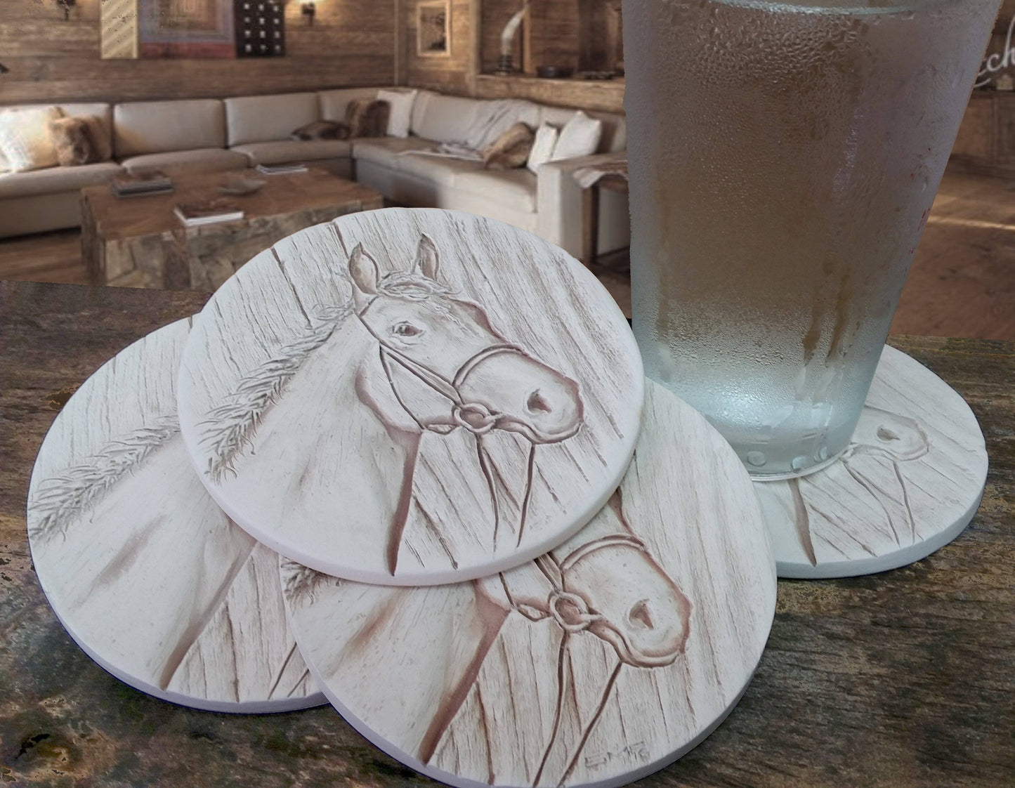 Horse Wood Drink Coasters