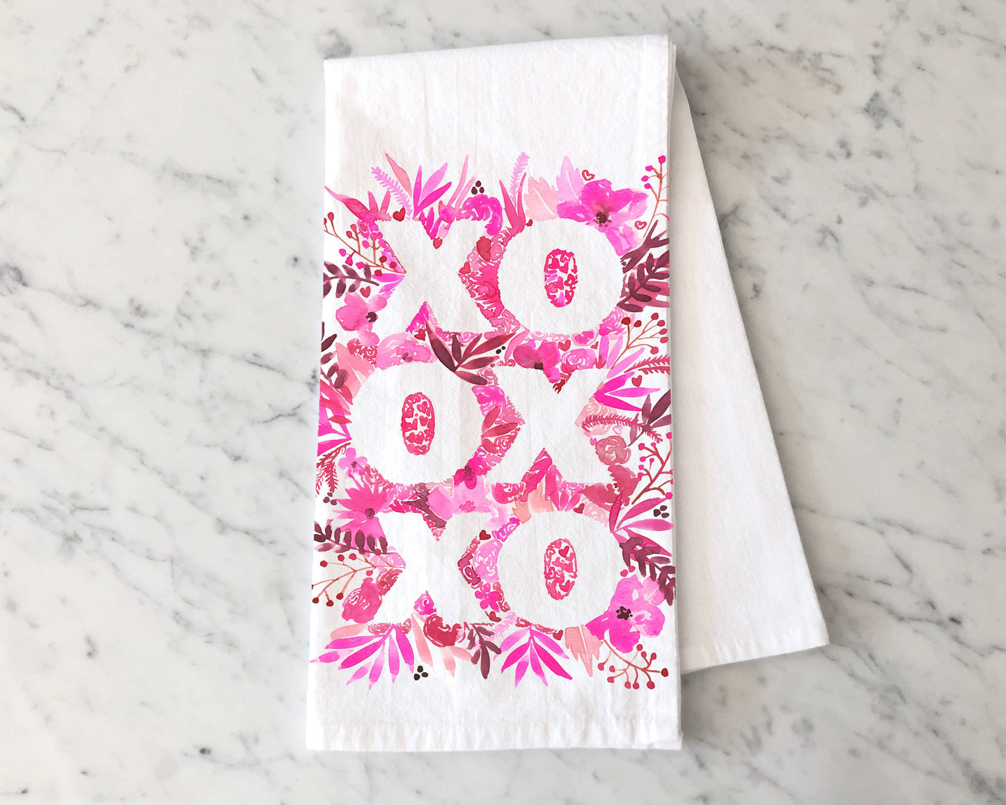 XOXO Floral Valentine Kitchen Towel - Valentine's Tea Towel