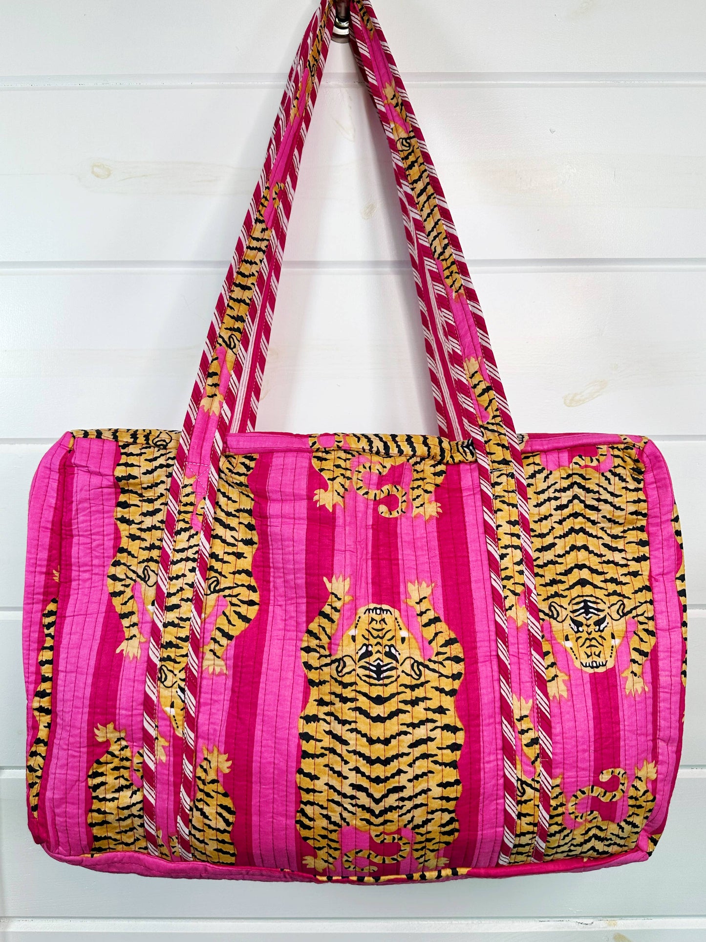 Pink Tiger Quilted Weekender Duffle