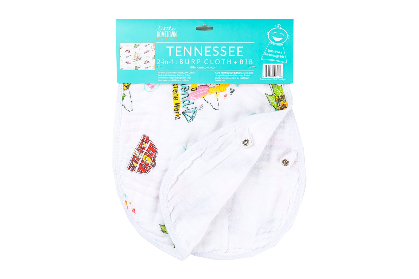 Tennessee Baby Floral 2-in-1 Burp Cloth and Bib