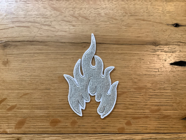 Silver Flames Hat Patch