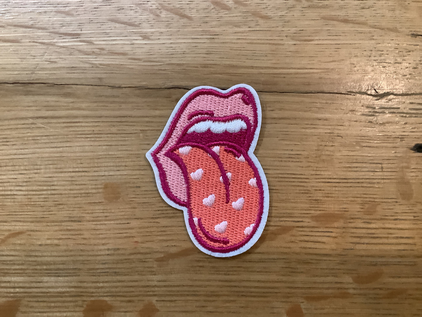 Pink Lips and Tongue Hat Patch