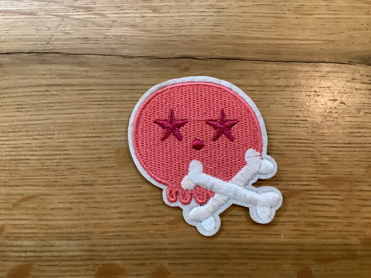 Pink Skull and Crossbones Hat Patch