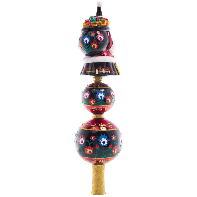 Festive Folk Art Santa Finial