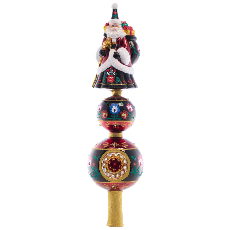 Festive Folk Art Santa Finial