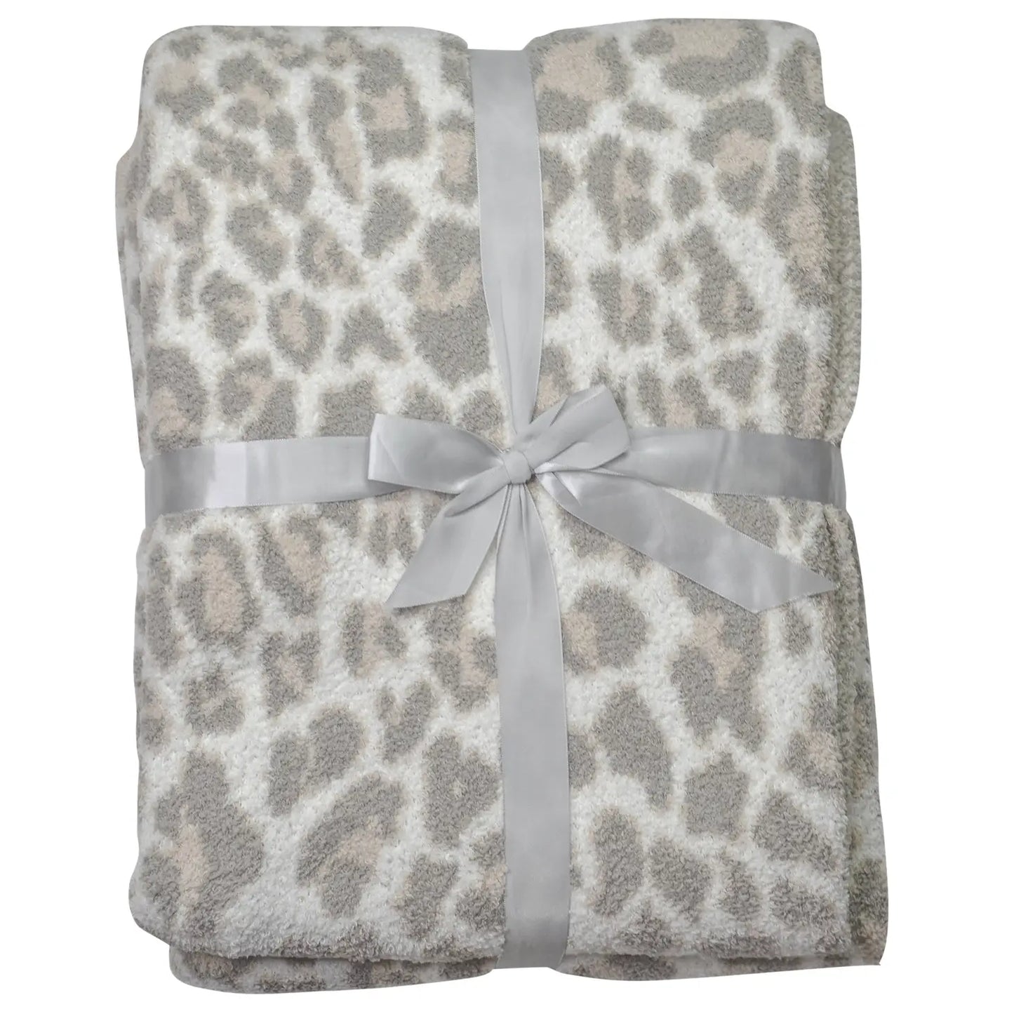 Tan Tri Colored Leopard Luxury Blanket in Gray