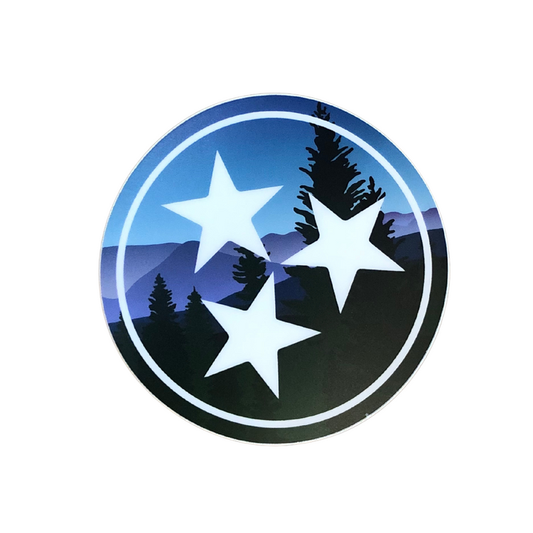 Green Trees & Blue Sky Tri-Star Sticker
