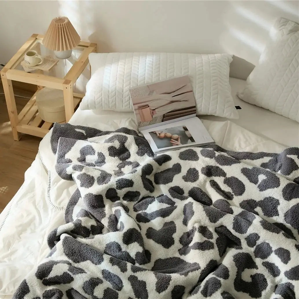 Grey Leopard Luxury Blanket in Gray