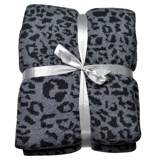 Black/Gray Leopard Luxury Blanket
