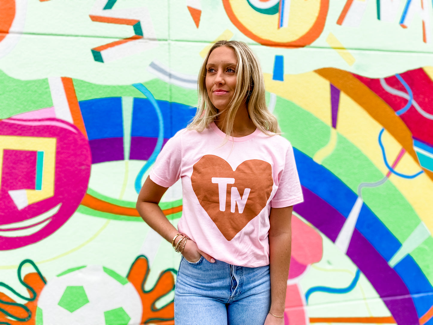 TN Heart Pink & Orange Tee