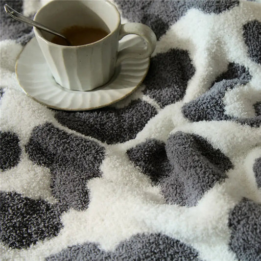 Grey Leopard Luxury Blanket in Gray