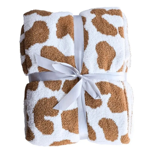 Brown Leopard Luxury Blanket in Gray