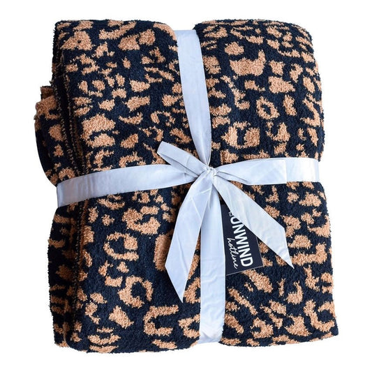 Black/Brown  Leopard Luxury Blanket