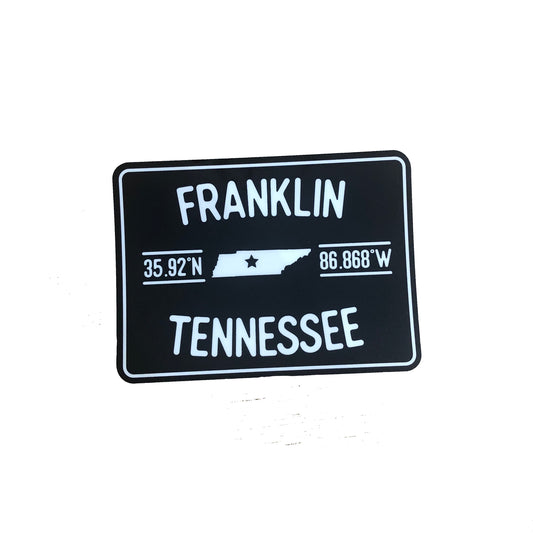 Franklin TN coordinates  Sticker